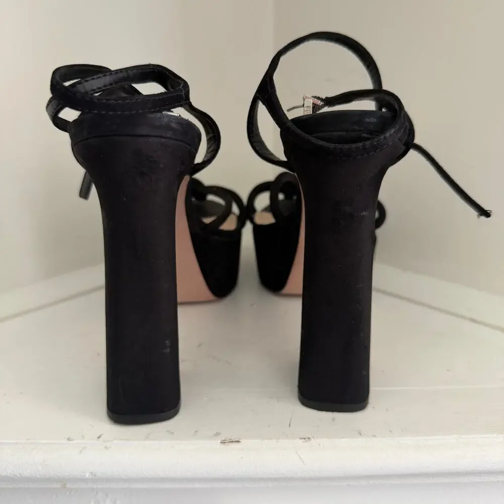 Schutz black strappy platform heels